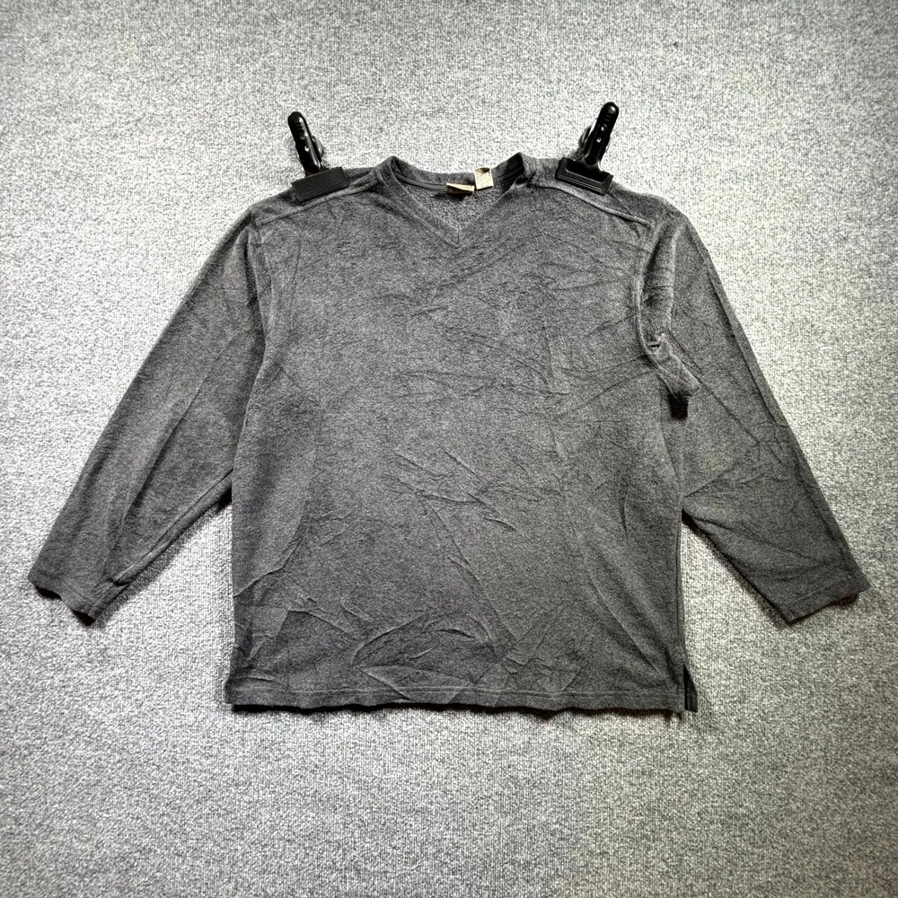 L.L. Bean Mens XL Tall Gray Fleece Side Slit Performance Thermal T-Shirt V-Neck